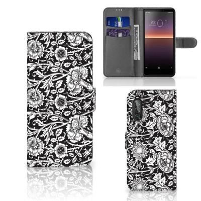 Sony Xperia 10 II Hoesje Black Flowers Sony Xperia 10 II Hoesje Black Flowers