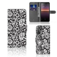 Sony Xperia 10 II Hoesje Black Flowers - thumbnail