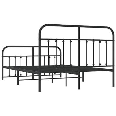 Bedframe met hoofd- en voeteneinde metaal zwart 140x190 cm