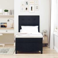 Boxspring Bed met Matras & LED Zwart 100x200 cm Stof - thumbnail