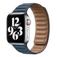Leather Link serie bandje - Blauw - Geschikt voor Apple Watch 44mm / 45mm / 46mm / 49mm - thumbnail