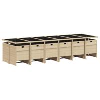 13-delige Tuinset met kussens poly rattan gemengd beige - thumbnail
