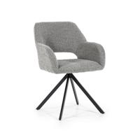 Eleonora Draaibare Eetkamerstoel 'Fabio' Bouclé, kleur Grijs - thumbnail