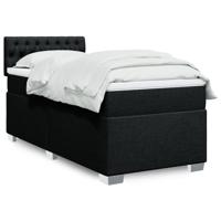 Boxspring met matras stof zwart 90x190 cm - thumbnail