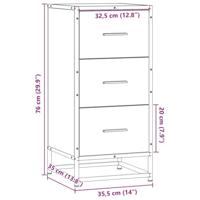 Dressoir 35,5x35x76 cm bewerkt hout en metaal bruin eikenkleur - thumbnail