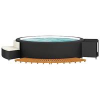 Spa-ombouw poly rattan en massief acaciahout zwart - thumbnail