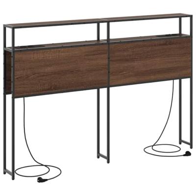 Opberghoofdbord met plank bruin eikenkleur 135 cm Bewerkt hout