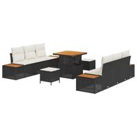 Tuinbankenset 9 pcs Zwart poly rattan - thumbnail