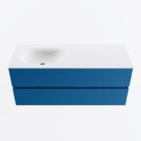 MONDIAZ VICA 120cm badmeubel onderkast Jeans 2 lades. Wastafel MOON links 1 kraangat, kleur Talc. - thumbnail