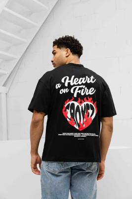 Croyez Homme Heart On Fire T-shirt Crb30026009 Print T-shirts 49009 Vintage Black