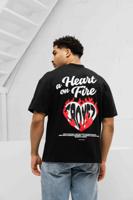 Croyez Homme Heart On Fire T-shirt Crb30026009 Print T-shirts 49009 Vintage Black - thumbnail
