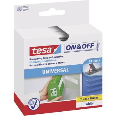 tesa 55225-02-00 Klittenband Om vast te plakken Haak- en lusdeel (l x b x h) 2500 mm x 20 mm x 2.5 m Wit 1 stuk(s)