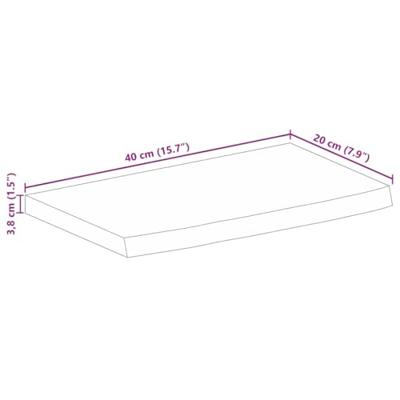 Tafelblad met natuurlijke rand 40x20x3,8 cm massief mangohout Tafelblad met natuurlijke rand 40x20x3,8 cm massief mangohout