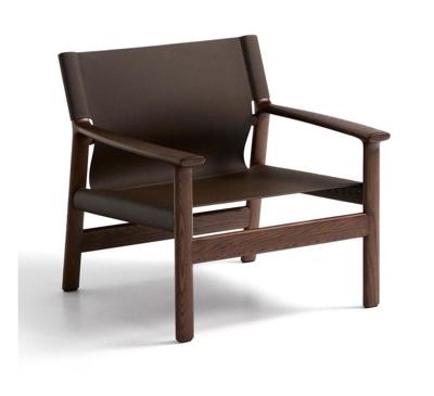 Kave Home Jan fauteuil leder Donkerbruin essenhout Kave Home Jan fauteuil leder Donkerbruin essenhout