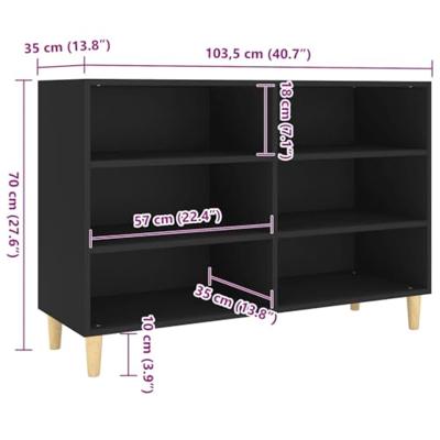 Dressoir 103,5x35x70 cm bewerkt hout zwart