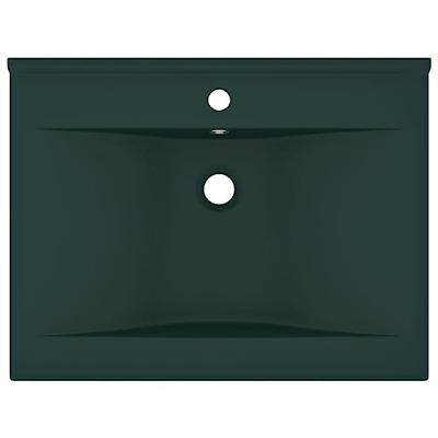Wastafel met kraangat 60x46 cm keramiek mat donkergroen Wastafel met kraangat 60x46 cm keramiek mat donkergroen