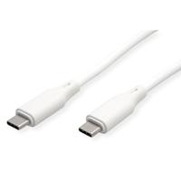 ROLINE USB 2.0 kabel, type C-C, ST/ST, siliconen, 60W, wit, 1 m - thumbnail