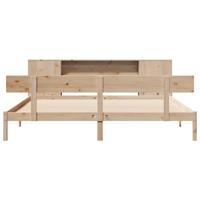 Bed met boekenkast zonder matras massief grenenhout 200x200 cm - thumbnail