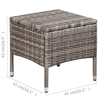 3-delige Bistroset poly rattan grijs