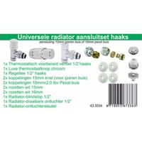 Radiator Aansluitset Wiesbaden Haaks Chroom ( Voor zij-aansluiting) - thumbnail