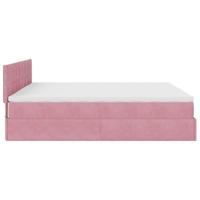 Ottoman bed met matras 200x200 cm fluweel roze - thumbnail