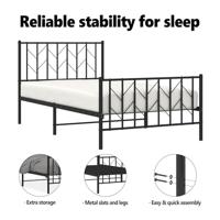 Bedframe met hoofd- en voeteneinde metaal zwart 100x200 cm - thumbnail