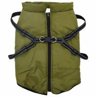 VidaXL Hondenjas met harnas waterdicht reflecterend legergroen l48 - thumbnail