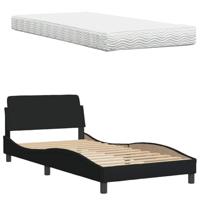 Bed met matras stof zwart 100x200 cm - thumbnail