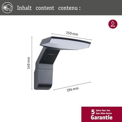 Paulmann Zerena 94826 LED-buitenlamp (wand) LED LED vast ingebouwd 10 W Antraciet