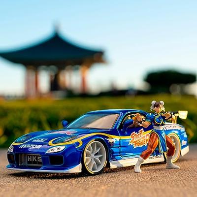 JADA TOYS Auto Mazda Street Fighter 1993 Mazda RX7 met Chun-Li figuur Kant-en-klaar model Personenauto (model) JADA TOYS Auto Mazda Street Fighter 1993 Mazda RX7 met Chun-Li figuur Kant-en-klaar model Personenauto (model)