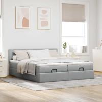 Ottoman bed met matrassen 180x200cm stof lichtgrijs - thumbnail