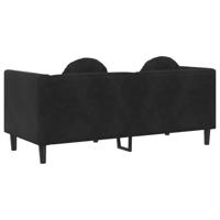 Bank met kussens 2-zits fluweel zwart - thumbnail