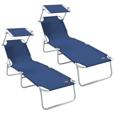 Ligstoel 2-persoon 2 pcs Blauw 58 x 188 x 77cm Stof