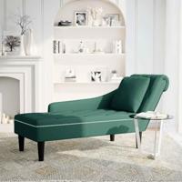 Chaise longue met kussen&rechterarmleuning fluweel donkergroen - thumbnail