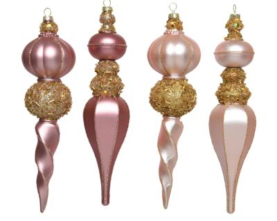 Ijspegel plc d4.20h22.40 cm roze/goud a4 kerst Decoris - Decoris