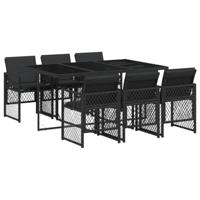 7-delige Tuinset met kussens poly rattan zwart - thumbnail