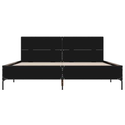 Bedframe bewerkt hout metaal zwart 120x200 cm