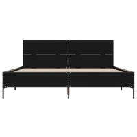Bedframe bewerkt hout metaal zwart 135x190 cm - thumbnail