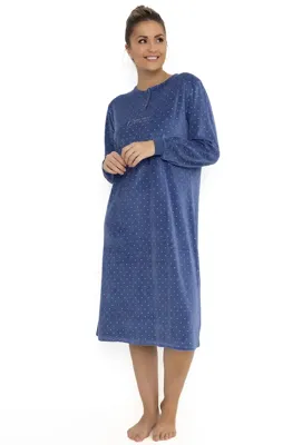 Cocodream velours nachthemd dames - Dots - Warm winter nachtjaon