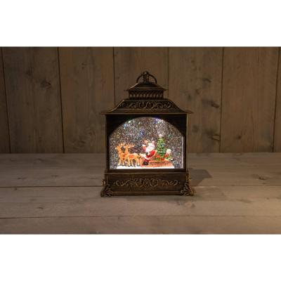 Lantaarn Kerstman In Glitter Water Led Warm Wit 22X8X29Cm 3Xaa En Dc Aansluiting Anna's Collection - Annas collection