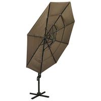Parasol 4-laags met aluminium paal 3x3 m taupe - thumbnail