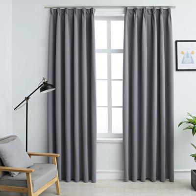 VidaXL Gordijnen verduisterend met haken 2 st 140x225 cm grijs VidaXL Gordijnen verduisterend met haken 2 st 140x225 cm grijs