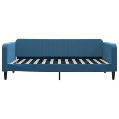 Slaapbank met onderschuifbed 100x200 cm fluweel blauw