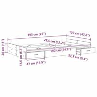 Opbergbedframe met lade Betongrijs 120 x 190 cm Bewerkt hout - thumbnail
