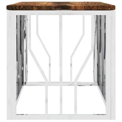 Salontafel roestvrij staal en massief hergebruikt hout Salontafel roestvrij staal en massief hergebruikt hout
