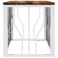 Salontafel roestvrij staal en massief hergebruikt hout - thumbnail