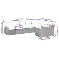 9-delige Loungeset met kussens poly rattan zwart - thumbnail