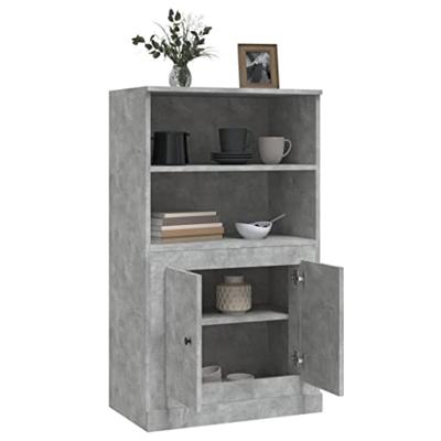 Hoge kast 60x35,5x103,5 cm bewerkt hout betongrijs