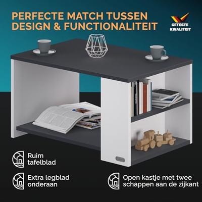 Salontafel Santa Cruz Wit Antraciet 90x60x50cm