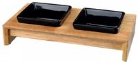 TRIXIE VOERSET KERAMIEK MET HOUTEN ONDERSTEL ZWART 200 ML 28X15X5 CM - thumbnail